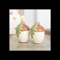 KDMD Acorn Salt & Pepper Shakers Ceramic Woodland Set