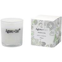 KDMD Agnes & Cat White Fig Soy Votive Candle in White Glass