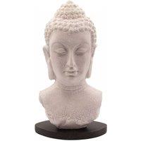KDMD Lavender Crackle Buddha Bust Table Lamp with Oval Base in Off-White