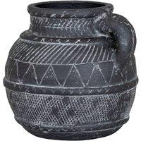 KDMD Etched Compact Decorative Jug Vase for Flowers in Black