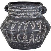KDMD Etched Collection Tall Handle Pot With Etched Detail in Black