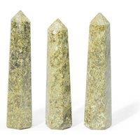 KDMD 11cm Epidote Six Face Obelisk Point for Meditation Decor in Khaki