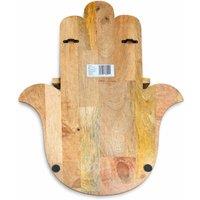 KDMD Hamsa Shaped Wooden Wall Shelf for Candles Crystals in Brown