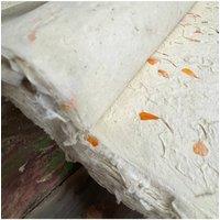 KDMD Lokta Craft Wrapping Paper 51x76cm Marigold Petals in White | Size: 51x76 cm