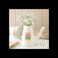 KDMD No Rain No Flowers Ceramic Watering Can & Vase 600ml in White