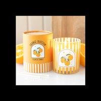 KDMD Orange Blossom Scented Candle in Striped Glass Jar