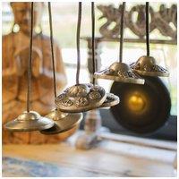KDMD Brass Tibetan Tingsha Bells with Lucky Symbols 6cm Meditation in Bronze