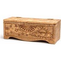KDMD Sun Moon Carved Sliding Storage Box for Tarot Decks in Brown
