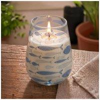 KDMD Tall Glass Jar Candle Seabreeze Blue Fish Ocean Atmosphere
