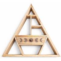 KDMD Triangle Wooden Wall Shelf with Moon Phase Drawer in Brown