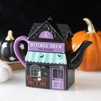 KDMD Witches Brew Tea Room 1000ml Ceramic Teapot for Halloween in Black