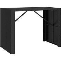 Berkfield Home Bar Table with Glass Top Black 145x80x110 cm Poly Rattan | Size: 145 x 80 x 110 cm