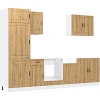 Berkfield Home 7 Piece Kitchen Cabinet Set Kalmar Artisan Oak Engineered Wood in Brown
