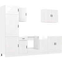 Berkfield Home 7 Piece Kitchen Cabinet Set Kalmar High Gloss White Engineered Wood