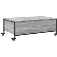 Berkfield Home Coffee Table with Wheels Grey Sonoma 91x55x34 cm Engineered Wood | Size: 91 x 55 x 34 cm
