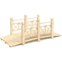 Berkfield Home Garden Bridge with Railings 150x67x56cm Solid Wood Spruce in Light Tan | Size: 150 x 67 x 56 cm
