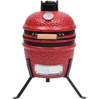 Berkfield Home Durable 2-in-1 Kamado Barbecue Grill Smoker Ceramic 56 cm Red