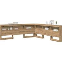 Berkfield Home Storage Headboard with Shelf Artisan oak 180 cm Engineered wood in Brown