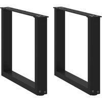 Berkfield Home Coffee Table Legs U-Shaped 2 pcs Black 50x(42-43) cm Steel