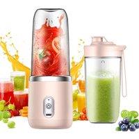 Dyzi Portable Blender Dual Cups 13.4oz Fruits & Vegetable Juicer in Light Pink