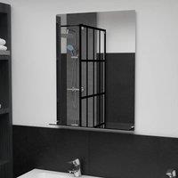 Berkfield Home Wall Mirror with Shelf 50x70 cm Tempered Glass in Silver