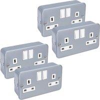 SPETLEK METAL CLAD 13 Amp Double 2 Gang Switched 4 Pack in Grey | Size: 1000mm 10000mm