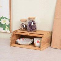 Ventryn 1-Layer Roll Top Bamboo Bread Bin Kitchen Storage in Beige