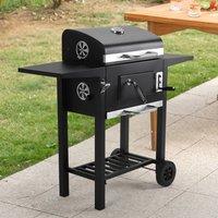 SPETLEK Large Charcoal BBQ Grill Smoker Trolley in Black