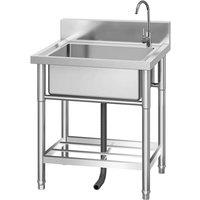 VOGREX Commercial Stainless Steel Sink Single Bowl Utility Sink in Silver