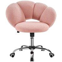 Kelvenix Boucle Desk Vanity Chair with Cloud-shaped Backrest in Pink | Size: 0.6m2