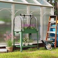 EONLION Mobile Raised Garden Bed with Greenhouse in Green | Size: 100 cm