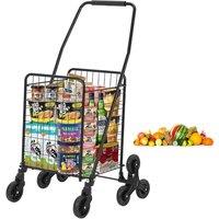 VOGREX Folding Shopping Cart Utility Trolley Portable For Grocery in Black