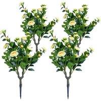 VOGREX Lifelike Artificial Topiary Ball Trees Set of 4 Golden Bloom in Green