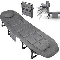 VOGREX 79" Portable Folding Bed w/ Cushion Pillow Camping in Grey
