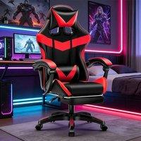 EONLION Gaming Chair Leather Racing Ergonomic Office in Black | Size: 100 cm