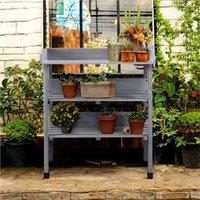 EONLION Grey 3-layer Table Bench with 2 Storage Shelves | Size: 100 cm