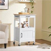 EONLION Kitchen Island Storage Trolley Cart in White | Size: 100 cm