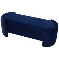 Kelvenix Velvet Ottoman Storage Box in Blue | Size: 0.6m2
