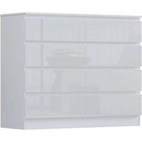 FLAVORA White Gloss 8 Drawer Tall Wide Chest of Drawers Bedroom Cabinet | Size: 100 cm x 100 cm