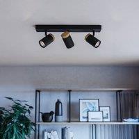 Eglo Cartagena Steel & Wood LED Warm White Adjustable 3-Light Spotlight in Black