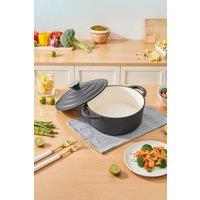 Living and Home Enameled Cast Iron Dutch Oven Pot Rust-resistant Cookware with Lid in Black | Size: 5L