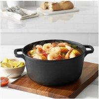 Living and Home 6L Cast Iron Dutch Pot Stew Pot Oven Induction Pan Cookware with Lid in Black
