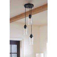 Living and Home Pendant Light with Wave Glass Lampshade in Black