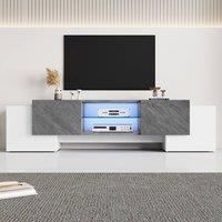 Rolipo 180cm LED TV Stand with 4 Doors White & Grey for 80 Inch TV