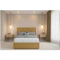 Chester & Oakley Valencia Plush Divan Bed Base No Drawers - 26 Headboard in Mustard | Size: Super King