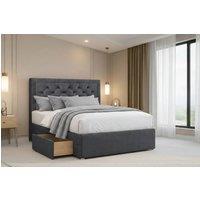 Chester & Oakley Valencia Plush Divan Bed Base 2 Drawers Foot-End - 26 Headboard in Dark Grey | Size: Double