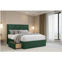 Chester & Oakley Valencia Plush Divan Bed Base 2 Drawers Foot-End - 26 Headboard in Emerald | Size: Double