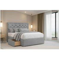 Chester & Oakley Valencia Plush Divan Bed Base 2 Drawers Foot-End - 26 Headboard in Silver | Size: Double