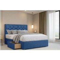 Chester & Oakley Valencia Plush Divan Bed Base 2 Drawers Foot-End - 26 Headboard in Navy | Size: Double