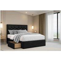 Chester & Oakley Valencia Plush Divan Bed Base 4 Drawers - 26 Headboard in Black | Size: Double
